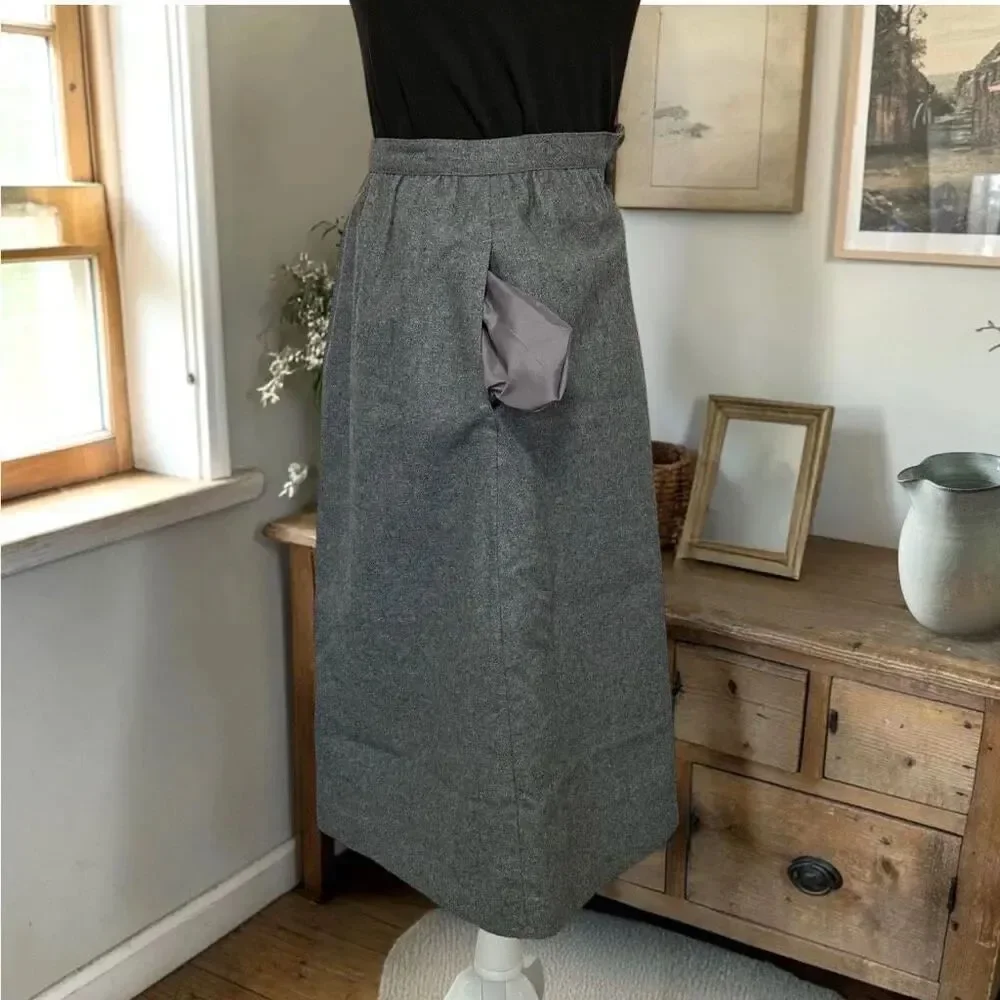Vintage 80’s SASSON Gray Wool Blend Midi Skirt Sz 4 XS